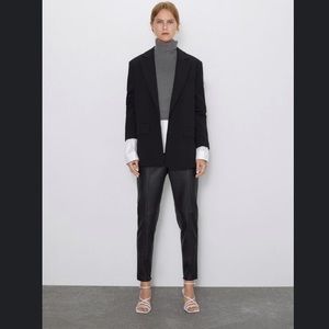 NWOT ZARA Black Faux Leather High-Waist Trousers Minimalist Style